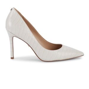 Sam Eldman Heather Croc-Embossed Leather Pumps